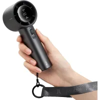 Mini ventilador turbo, velocidades 1-100, batería de 5000 mah, metal, gris.