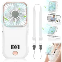 Ventilador de bolsillo plegable de 180°, batería de 4000 mah, pantalla led, negro.