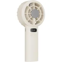 Ventilador de bolsillo usb de 3000 mah, pantalla led, 5 velocidades, color beige.
