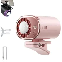 Ventilador de coche con clip, 199 velocidades, 2000 mah, led, rotación de 360°, rosa.