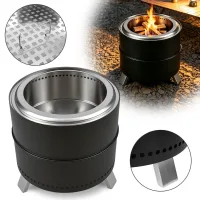 Brasero sin humo ø49,5 cm negro de montaje sencillo con bolsa de transporte y bandeja de cenizas extraíble