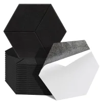 18 paneles acústicos hexagonales autoadhesivos de poliéster de alta densidad, color negro