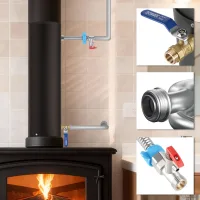 Conducto de chimenea robusto de ø15 cm con serpentín de acero inoxidable de alta calidad intercambiador térmico potente