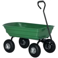 Carro de jardín de 100 l, capacidad de carga de 250 kg, 4 ruedas neumáticas, remolque de mano para exteriores, 108 x 52 x 100 cm, acero verde, fácil