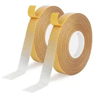 Cinta adhesiva de doble cara extra fuerte, 2 rollos, 15 mm x 20 m, transparente, sin rastro, para alfombras, suelos y paredes..