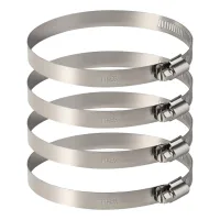4 abrazaderas de manguera ajustables de acero inoxidable 150 mm para mangueras flexibles (141-165 mm)..