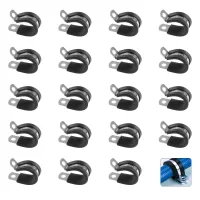 20 abrazaderas para tubos de 20 mm de acero inoxidable con revestimiento de goma, abrazaderas p para tubos y cables, pack de 20..