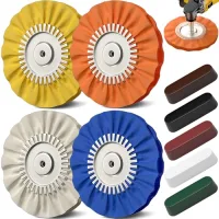 Kit 9 piezas discos pulir 20 cm, 4 discos algodón 12 capas + 5 barras pasta pulir 70 g, orificio 15,88 mm, 12000 rpm para amoladora..