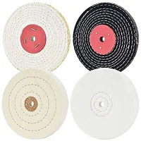 Lote de 4 discos de pulido de 150 mm, orificio central 12,7 mm, franela, algodón, denim y sisal..