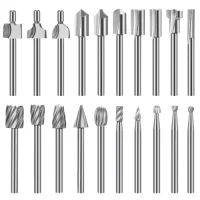 Juego de 20 fresas para madera y grabado de acero hss titanio, vástago 1/8 pulgada (3 mm), para herramientas rotativas, tallado, taladrado..