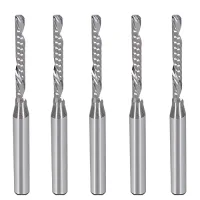 5 fresas helicoidales cnc de corte descendente, vástago 1/8, carburo, ø 2 mm, longitud de corte 17 mm, para acrílico, pvc, mdf, madera..