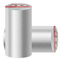 Cinta impermeable de butilo 200 mm x 5 m, adhesiva autoadhesiva para reparación de fugas, tejados y betún, plateada..