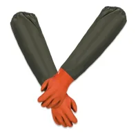 Guantes largos de goma para limpieza de estanque, 70 cm, naranja, impermeables, antideslizantes, 1 par..