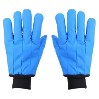 Guantes criogénicos resistentes al frío, guantes aislantes para cámara frigorífica y nitrógeno líquido, algodón impermeable, azul, 32 cm, 1 par..