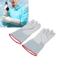 1 par de guantes criogénicos de cuero grueso 12,2 pulgadas a medio brazo, protección contra el frío extremo para nitrógeno líquido y hielo seco..