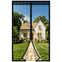 Mosquitera magnética para puerta y ventana 120 x 220 cm antimosquitos malla ultrafina cierre magnético sin taladrar negro..