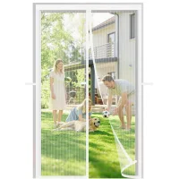 Mosquitera magnética para puertas y ventanas 170 x 220 cm, 3ª generación antiviento, instalación fácil, blanca..
