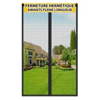 Mosquitera magnética para puerta 120 x 220 cm, de fibra de vidrio ultrafina, cierre automático sin aberturas, negra, 1 unidad..
