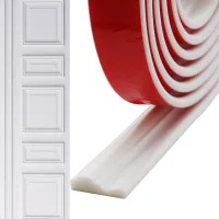 Moldura de pared autoadhesiva 3,2 cm x 3 m, blanco, silicona, decoración para azulejos, espejo, techo, suelo, panel, armario..