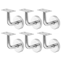 Soporte para pasamanos de acero inoxidable, pack de 6, 60 x 60 mm, para escaleras, pasillos y baños..