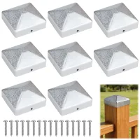 8 tapas para postes 7 x 7 cm, cubiertas para postes de valla de acero, tapones cuadrados para postes de madera, con 16 tornillos..