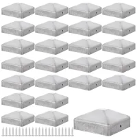 24 tapas para postes 7 x 7 cm - cubiertas para postes de valla 70 x 70 mm de acero galvanizado, forma pirámide, protección exterior..