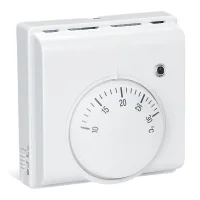 Termostato ambiente mecánico 220v, controlador de temperatura para suelo radiante, rango 10-30°c, precisión ±1°c, blanco, 86 x 86 mm..