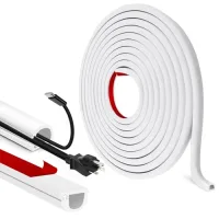 Canaleta portacables adhesiva semicircular flexible para pared y suelo, blanca, 7 mm x 14 mm x 3 m..
