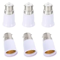 6 adaptadores de b22 a e27, convertidor de casquillo de bayoneta, compatible con led, halógenos, incandescentes y cfl, sin herramientas..