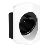 Soporte de pared para enchufe de carga tipo 2 - portacables de carga hasta 7 m, material robusto y resistente a la intemperie, organizador blanco..