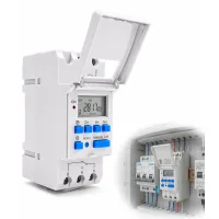 Temporizador programable digital modular para carril din, pantalla lcd 220v, 16 programas..