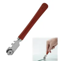 Cortador de vidrio profesional con 6 ruedas de carburo, cortavidrios 3-10 mm, 130 mm, mango de madera..