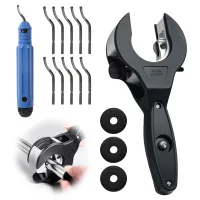 Kit cortatubos de trinquete 8-29 mm para cobre, acero, aluminio e inox, con 3 ruedas de repuesto y desbarbador..