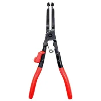 Alicate automático para abrazaderas de manguera y tubo de escape, acero aleado, mordazas templadas, mango de pvc, rojo..