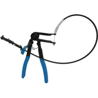 Alicates para abrazaderas con cable bowden de 65 cm, para abrazaderas autoblocantes flexibles de 18 a 54 mm, metal, azul/negro, 530 g..