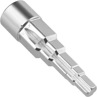 Llave universal para válvulas de radiador de 5 escalones, cuadradillo 1/2 pulgada, acero cromo-vanadio, 15 cm..