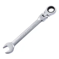 Llave de carraca plana de 19 mm, llave de carraca flexible de 180°, acero cromo-vanadio, 72 dientes, 12 puntos antideslizantes, boca de 15°..