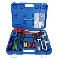 Dobladora de tubos de trinquete con 7 moldes 6-22 mm, curvado a 90° para cobre, aluminio y acero de pared fina..