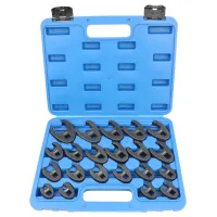 Juego de 21 llaves de pata de gallo 1/2 y 3/8 métricas de 8-32 mm de 6 puntas de acero cr-v para tuercas de difícil acceso..