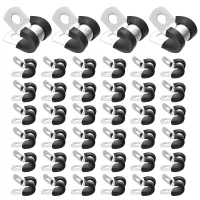 40 abrazaderas para tubos de 6 mm, abrazaderas en p con recubrimiento de goma, acero inoxidable 304, negro..