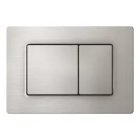 Placa de mando para inodoro de acero inoxidable cepillado con doble botón de descarga y 2 volúmenes, diseño moderno..