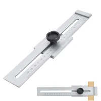 Gramil de trazado 200 mm de acero al carbono cromado, precisión 0,1 mm, regla de marcado para carpintería y metal..