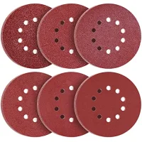 Discos de lijado 225 mm, 60 piezas, grano 40/60/80/120/240/320, 10 agujeros, velcro, óxido de aluminio..