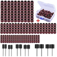 252 piezas tambores de lijado abrasivos con caja - 240 manguitos abrasivos de grano 120 de 1/2, 3/8 y 1/4 pulgada y 12 mandriles de goma paramadera,-.