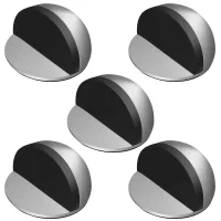 Tope de puerta adhesivo de acero inoxidable con goma, pack de 5, plateado, protección para puertas y paredes..