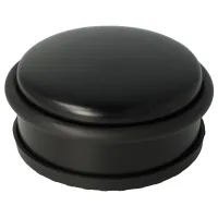 Tope de puerta redondo de acero inoxidable negro, 1,2 kg, ø 10 cm, altura 4 cm, base antideslizante..