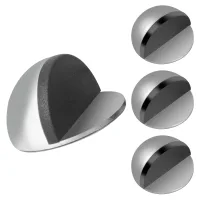 4 topes de puerta de acero inoxidable, topes de puerta adhesivos con tope de goma, protección de puerta y pared, plata..