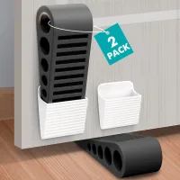 Tope de puerta de goma antideslizante, cuña para puerta de suelo, pack de 2, negro, 12,5 x 4 x 3 cm, para todas las superficies..