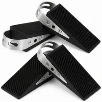 Juego de 4 cuñas para puerta de goma, topes de puerta antideslizantes, negros, 9,5 x 4,9 x 3,3 cm..