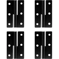 Bisagra plegable para puerta desmontable y extensible - hierro negro - 62 x 37 x 0,3 cm - pack de 4 (lado izquierdo)..
